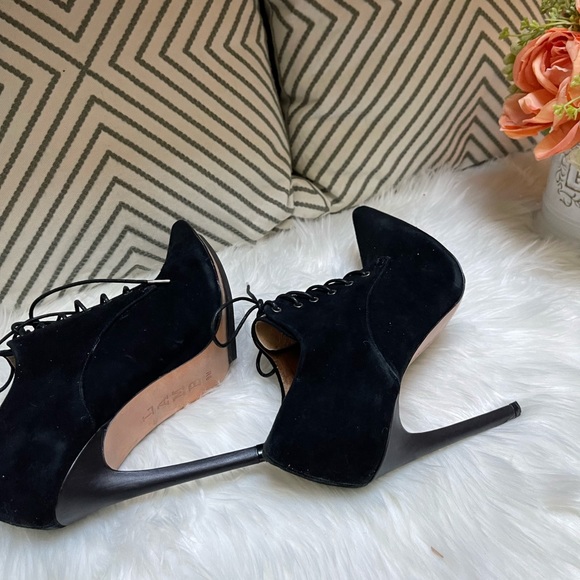 L.A.M.B Isabella Black Suede Leather Stiletto Booties - Picture 9 of 14